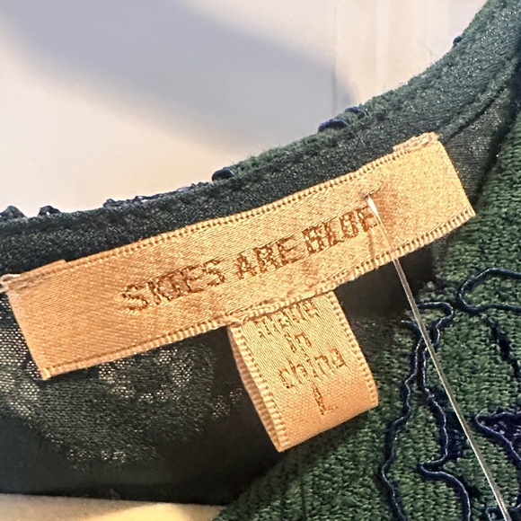 Skies are Blue Floral Lace Sleeveless Top - Blue and Green - Picture 2 of 3